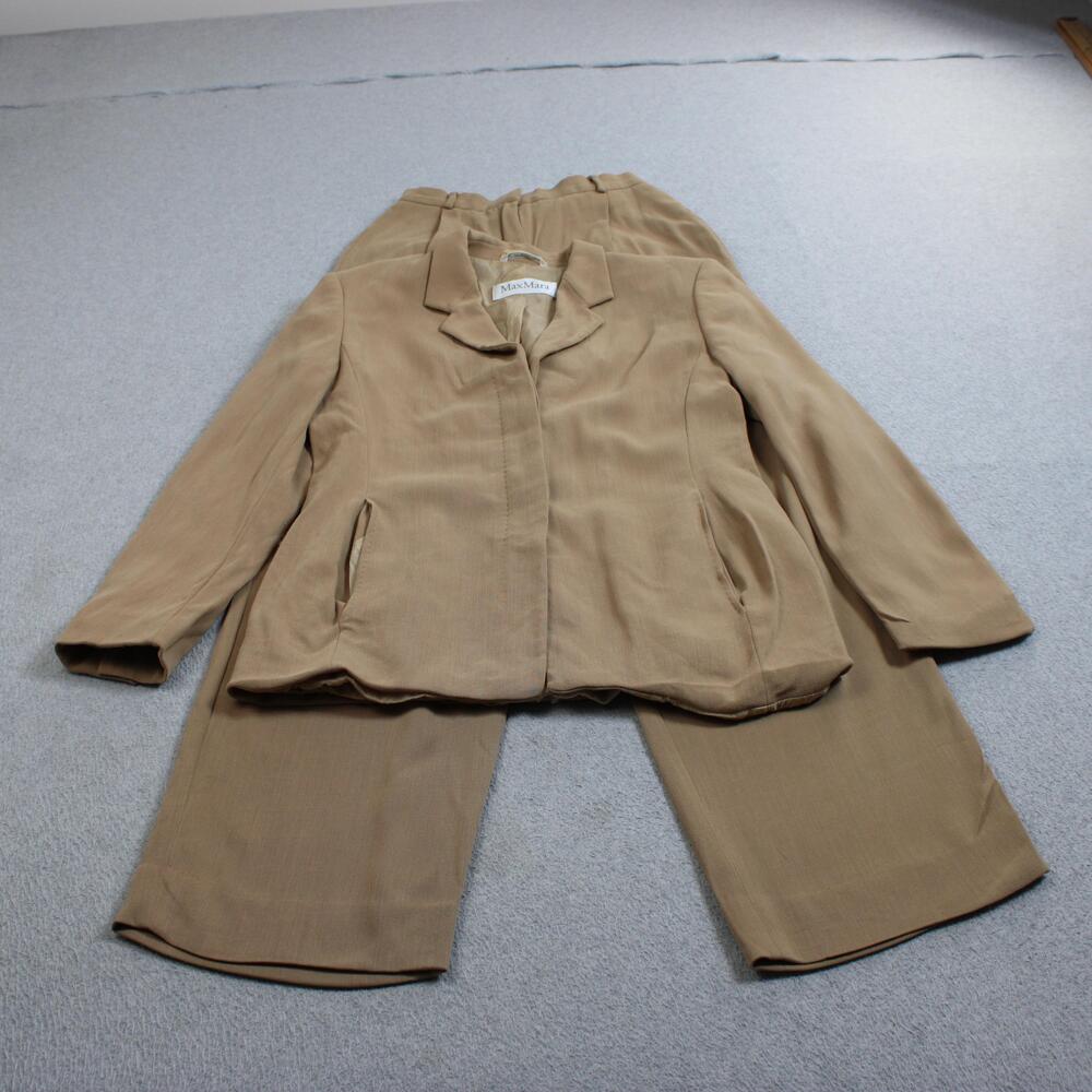 Max Mara Wool Suit Set Women Tan Pant 6 Blazer 8 Italy Quiet Luxury Heritag READ